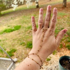 Elegant 18K Gold Plated Beaded Hand Chain